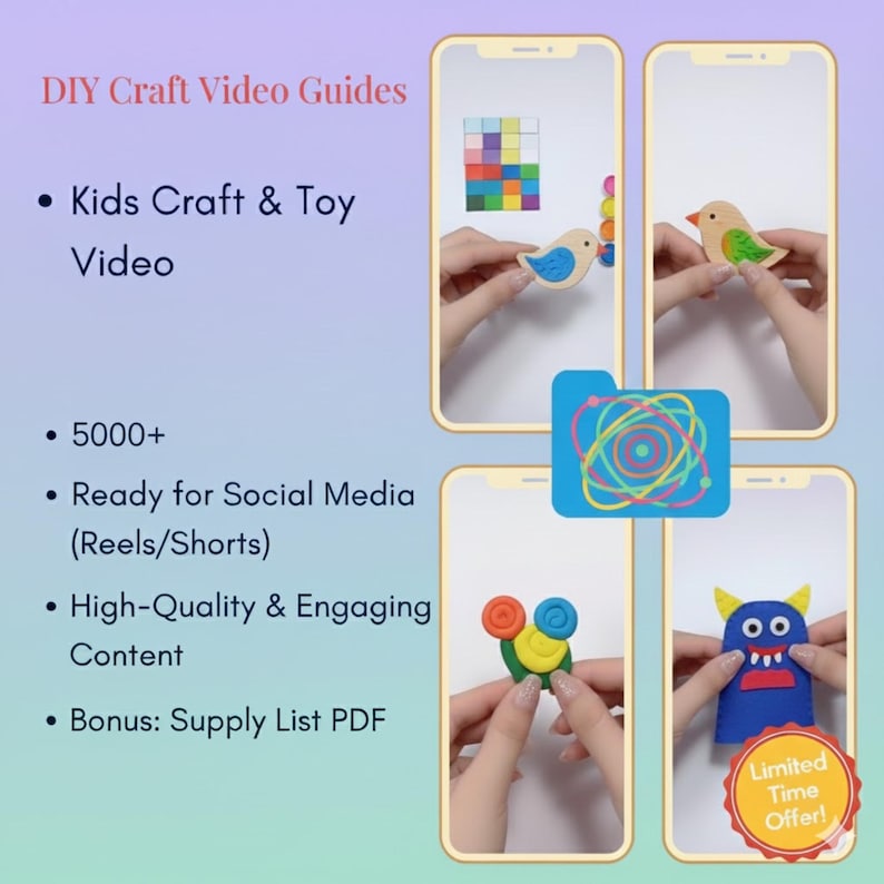 5000+ Kids Craft and Learning Videos, TikTok Reels (Digital Download)